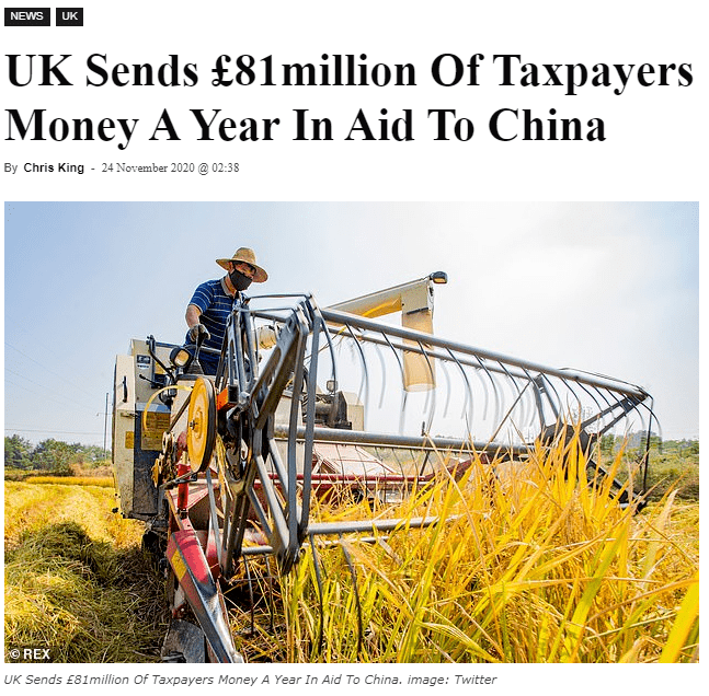 英国球王会政府援助中国 8100 万英镑 英国人民：需要援助的是英国
